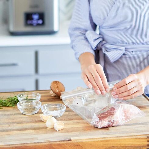 أكياس VICARKO Sous Vide، أكياس بسحاب لحفظ الطعام، أكياس تخزين بالمكنسة الكهربائية قابلة لإعادة الاستخدام، آمنة للاستخدام في الفريزر، بلاستيك خالٍ من البيسفينول A، 10 قطع، 13.5 × 10.5 بوصة in Kuwait