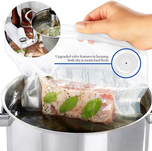 أكياس VICARKO Sous Vide، أكياس بسحاب لحفظ الطعام، أكياس تخزين بالمكنسة الكهربائية قابلة لإعادة الاستخدام، آمنة للاستخدام في الفريزر، بلاستيك خالٍ من البيسفينول A، 10 قطع، 13.5 × 10.5 بوصة in Kuwait