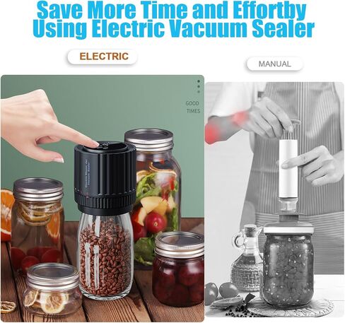 Electric Mason Jar Vacuum Sealer: Electric Mason Jar Vacuum Sealer Kit for Wide Mouth and Regular Mouth Mason Jars - Vacuum Sealing Machine for Food Storage Electric Mason Cordless Vacuum Sealer in Saudi Arabia
