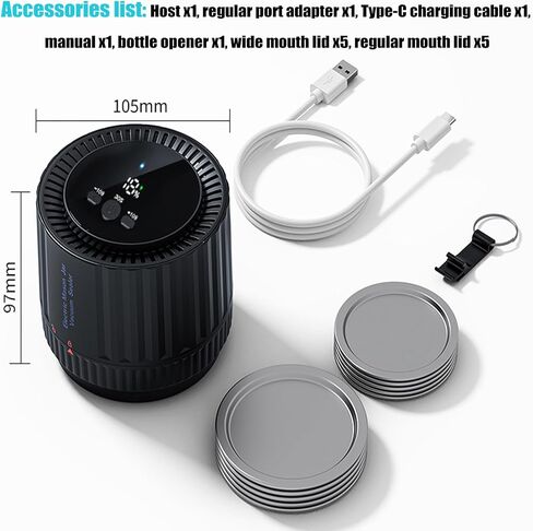 Electric Mason Jar Vacuum Sealer: Electric Mason Jar Vacuum Sealer Kit for Wide Mouth and Regular Mouth Mason Jars - Vacuum Sealing Machine for Food Storage Electric Mason Cordless Vacuum Sealer in Saudi Arabia