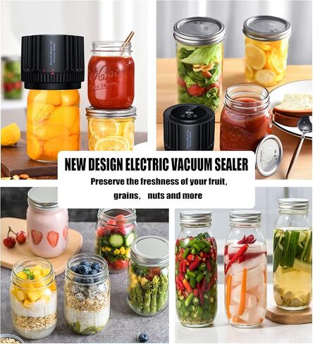 Electric Mason Jar Vacuum Sealer: Electric Mason Jar Vacuum Sealer Kit for Wide Mouth and Regular Mouth Mason Jars - Vacuum Sealing Machine for Food Storage Electric Mason Cordless Vacuum Sealer in Saudi Arabia
