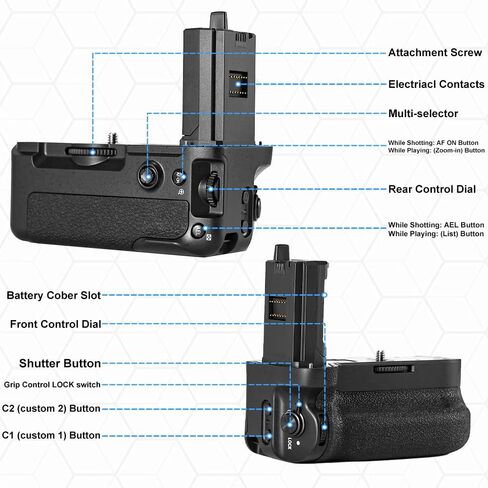 مقبض عمودي VG-C4EM من دي اس تي اي متوافق مع كاميرات سوني غير العاكسة A7RIV، A7IV، A9II، A7SIII، A1، A7SM3، A7RM4 in Kuwait