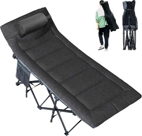 BESHOOME Folding Camping Cot, Camping Cot for Adults,Portable Cot for Sleeping with Pad and Pillow, Outdoor Bed for Traveling, Office Nap, Beach Vocation and Home Lounging, 450LBS(Max Load) in Kuwait