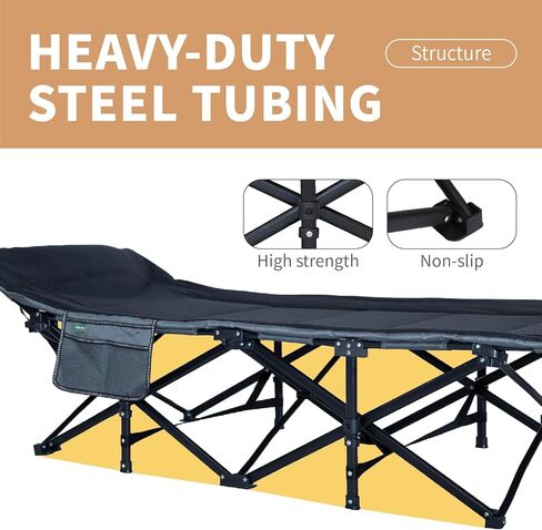BESHOOME Folding Camping Cot, Camping Cot for Adults,Portable Cot for Sleeping with Pad and Pillow, Outdoor Bed for Traveling, Office Nap, Beach Vocation and Home Lounging, 450LBS(Max Load) in Kuwait