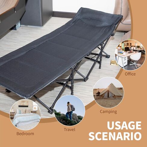 BESHOOME Folding Camping Cot, Camping Cot for Adults,Portable Cot for Sleeping with Pad and Pillow, Outdoor Bed for Traveling, Office Nap, Beach Vocation and Home Lounging, 450LBS(Max Load) in Kuwait