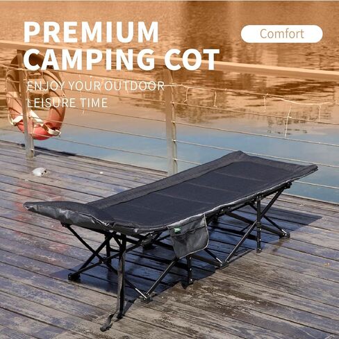 BESHOOME Folding Camping Cot, Camping Cot for Adults,Portable Cot for Sleeping with Pad and Pillow, Outdoor Bed for Traveling, Office Nap, Beach Vocation and Home Lounging, 450LBS(Max Load) in Kuwait