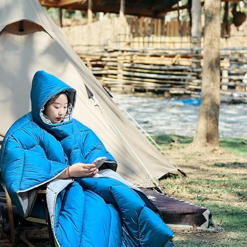 MYDAYS OUTDOOR Portable Warm Stadium Blankets,Lightweight Outdoor Sleeping Bag Cloak,Waterproof Wearable Hooded Poncho Great for Winter Travel,Hiking,Camping,Fishing in Kuwait