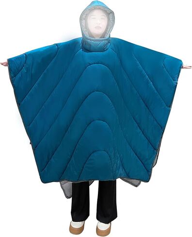 MYDAYS OUTDOOR Portable Warm Stadium Blankets,Lightweight Outdoor Sleeping Bag Cloak,Waterproof Wearable Hooded Poncho Great for Winter Travel,Hiking,Camping,Fishing in Kuwait