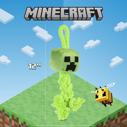Minecraft for Pets Diamond Sword Rope Squeaker Toy for Dogs | Officially Licensed Mojang Studios Pet Products | Rope Dog Toy, Dog Chew Toy, Gifts for Kids Who Love Video Games 12 Inch in Saudi Arabia