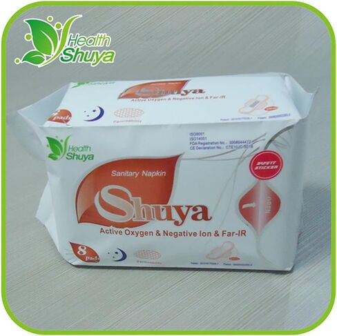 SHUYA Anion Ultral Long Overnight Pads for Woman with Wings,Postpartum Pads After Birth with Patented Negative ion Strip, Super Absorbency, Size 330mm-Scented (Pack of 2, 16) in Kuwait