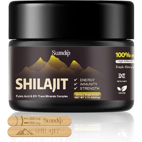 Shilajit Pure Organic Natural Shilajit Resin with Fulvic Acid & 85+ Trace Minerals Complex, High Potency Immune Energy Strength Support, 50G 100 Serving in Kuwait