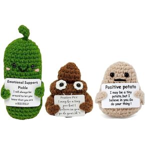 Mini Funny Positive Cucumber, 3 inch Knitted Potato Toy, Positive Gifts Funny Gifts for New Year Gift Birthday Gifts Party Decoration (1Pcs-Cucumber)