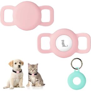 PuppyDoggy 2 حزمة حامل Airtag للياقة، حقيبة تعقب الكلب والقطط، حافظة سيليكون Airtag مقاومة للماء، مقاومة للخدش، مضادة للفقدان و1 حزمة حامل سلسلة مفاتيح AirTag للحقيبة، حقيبة (صغيرة، سوداء) in Kuwait