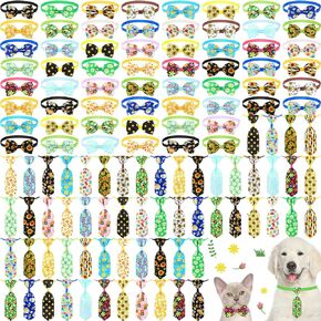 Eccliy 120 Pcs 4th of July Dog Bow Ties Collars for Dogs Patriotic Dog Collars Independence Day Dog Bow Tie Collar Adjustable Dog Accessories for Dogs Cute Dog Bow Tie Dog Collar Basic Dog Collars