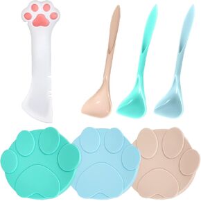 HOMURY Pet Food Can Spoon: 3 Pcs Pet Food Can Covers with 4 Pcs Food Mixing Spoons Silicone Pet Food Can Spoons Food Storage Pet Cat Supplies, Universal Pet Food Can Supplies Set for Dogs Cats in Kuwait