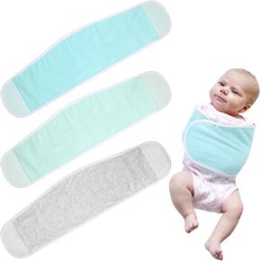 VitalCozy VitalCozy 3 Pcs Newborn Snuggle Strap Baby Swaddle Band Adjustable Arms Safe Baby Belly Band Baby Transitional Sack for Newborn Baby Boys Girls (Light Green, Light Blue, Light Gray) in Kuwait