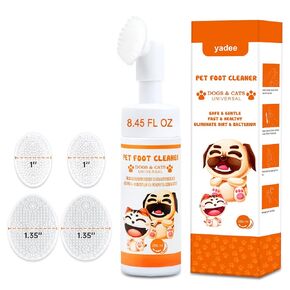 منظف مخالب الكلاب، شامبو بدون ماء لتنظيف اقدام القطط مع فرشاة سيليكون، رغوة غسيل مخالب الجراء للكلاب الصغيرة والكبيرة، سهلة وسريعة التنظيف للحيوانات الاليفة، 250 مل / 8.45 اونصة سائلة in Kuwait