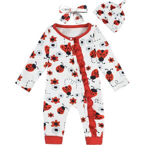 EuquixZeph ملابس طفلة طويلة الأكمام نيسيي للطفل فتاة كشكش الرضع فتاة ملابس طفلة وتتسابق عقال وقبعة in Kuwait