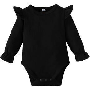 ZFZDRen ملابس الأطفال الرضع البنات بلون واحد رومبير ذات أكمام مكشكشة بدلة للأطفال الصغار بأكمام طويلة ملابس شتوية in Kuwait