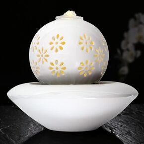 crapelles Tabletop Water Fountain, Indoor Waterfall Fountain, Hollowed-Out Ceramic Ball with Ceramic Pot Romantic Creative Décor, for Home,Office in Kuwait