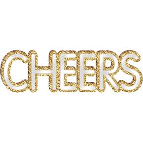 Delightful Cheers Standing Mirror - 15.5" (1 Pc.) - MDF with Gold Glitter & Acrylic - Unique Accent Piece for Any Room - Perfect Size for Home Decor in Kuwait