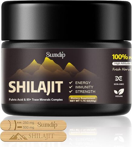 Shilajit Pure Organic Natural Shilajit Resin with Fulvic Acid & 85+ Trace Minerals Complex, High Potency Immune Energy Strength Support, 50G 100 Serving in Kuwait