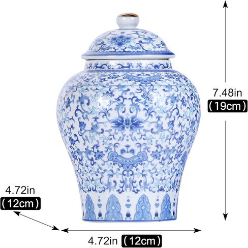XINGYAN Chinoiserie Ginger Jar 3pcs Set - Chinese Blue and White Porcelain Home Decorative Storage Jar with Lid(3pcs A set) in Saudi Arabia