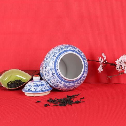 XINGYAN Chinoiserie Ginger Jar 3pcs Set - Chinese Blue and White Porcelain Home Decorative Storage Jar with Lid(3pcs A set) in Saudi Arabia