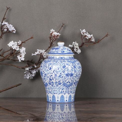 XINGYAN Chinoiserie Ginger Jar 3pcs Set - Chinese Blue and White Porcelain Home Decorative Storage Jar with Lid(3pcs A set) in Saudi Arabia