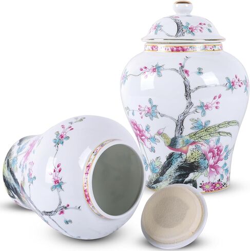 XINGYAN Chinoiserie Ginger Jar 3pcs Set - Chinese Blue and White Porcelain Home Decorative Storage Jar with Lid(3pcs A set) in Saudi Arabia
