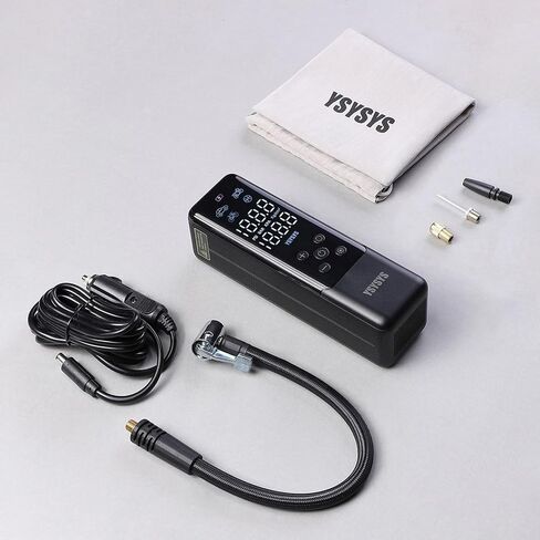 منفاخ إطارات YSYSYS نفخ أسرع 3 مرات، ضاغط هواء صغير محمول مع مقياس ضغط شاشة LCD، مناسب للسيارات القابلة للنفخ، MPV، الدراجات، مضخة هواء كهربائية للطوارئ لإطارات الدراجات النارية in Saudi Arabia
