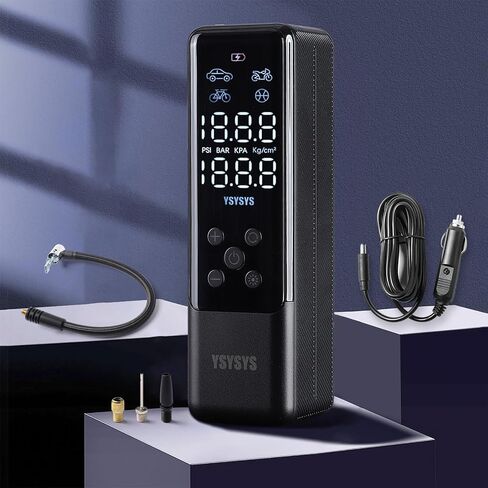 منفاخ إطارات YSYSYS نفخ أسرع 3 مرات، ضاغط هواء صغير محمول مع مقياس ضغط شاشة LCD، مناسب للسيارات القابلة للنفخ، MPV، الدراجات، مضخة هواء كهربائية للطوارئ لإطارات الدراجات النارية in Saudi Arabia