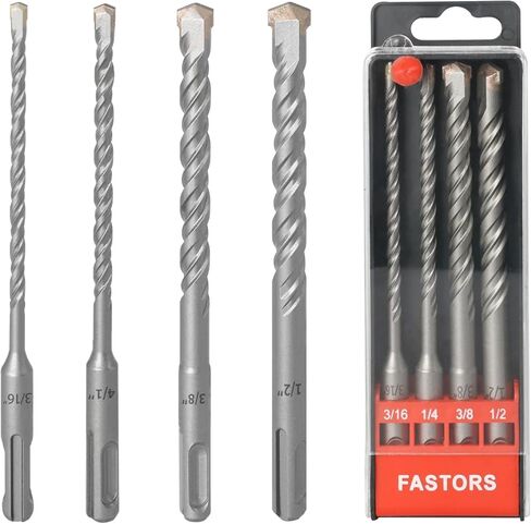 Masonry Drill Bit,FASTORS 4 Pack SDS-Plus Rotary Hammer Drill Bits,Carbide-Tipped Drill Bit Set for Drilling Masonary,Concrete,Cement,Brick,Rock,Ceramic Pots with Plastic Case in Kuwait