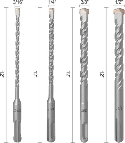 Masonry Drill Bit,FASTORS 4 Pack SDS-Plus Rotary Hammer Drill Bits,Carbide-Tipped Drill Bit Set for Drilling Masonary,Concrete,Cement,Brick,Rock,Ceramic Pots with Plastic Case in Kuwait