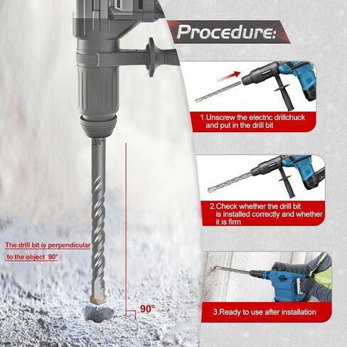 Masonry Drill Bit,FASTORS 4 Pack SDS-Plus Rotary Hammer Drill Bits,Carbide-Tipped Drill Bit Set for Drilling Masonary,Concrete,Cement,Brick,Rock,Ceramic Pots with Plastic Case in Kuwait