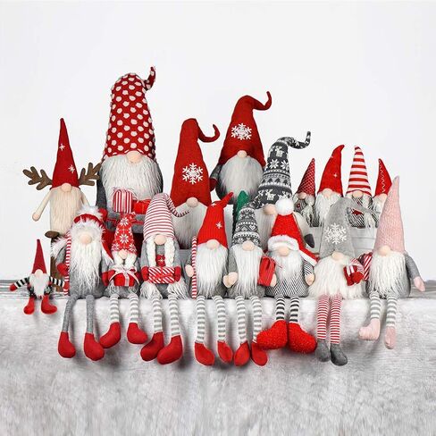 WORLDECO 2023 زينة عيد الميلاد ذات الأرجل الطويلة مع الأضواء والموسيقى، زخارف دمية عيد الميلاد الدائمة المصنوعة يدويًا، ديكور حفلات سانتا الشتوية الاسكندنافية، هدايا تمثال العطلات، 24 بوصة، أحمر in Kuwait