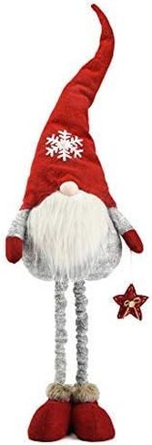 WORLDECO 2023 زينة عيد الميلاد ذات الأرجل الطويلة مع الأضواء والموسيقى، زخارف دمية عيد الميلاد الدائمة المصنوعة يدويًا، ديكور حفلات سانتا الشتوية الاسكندنافية، هدايا تمثال العطلات، 24 بوصة، أحمر in Kuwait