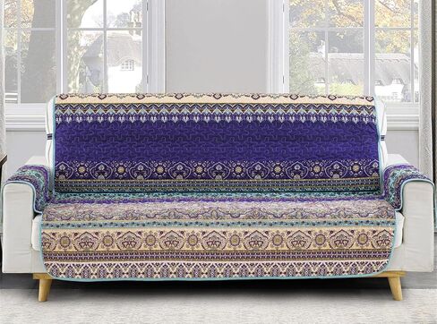 yiran boho mandala غطاء أريكة ملون مخطط غطاء أريكة الغلاف مع الأشرطة المرنة البوهيمي لينة ستوكات حامي الأثاث للأطفال الكلاب الحيوانات الأليفة، 3 مقاعد (منطقة الجلوس 66 بوصة) in Kuwait