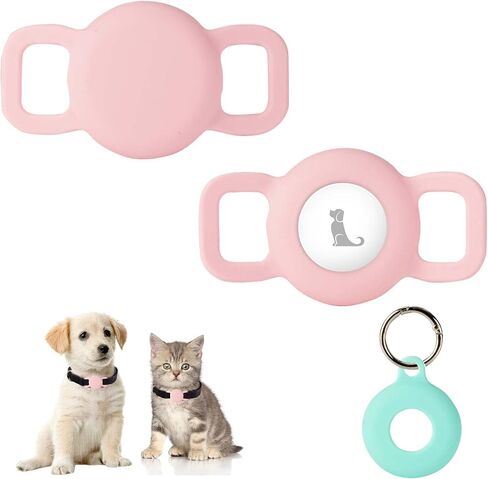 PuppyDoggy 2 حزمة حامل Airtag للياقة، حقيبة تعقب الكلب والقطط، حافظة سيليكون Airtag مقاومة للماء، مقاومة للخدش، مضادة للفقدان و1 حزمة حامل سلسلة مفاتيح AirTag للحقيبة، حقيبة (صغيرة، سوداء) in Kuwait