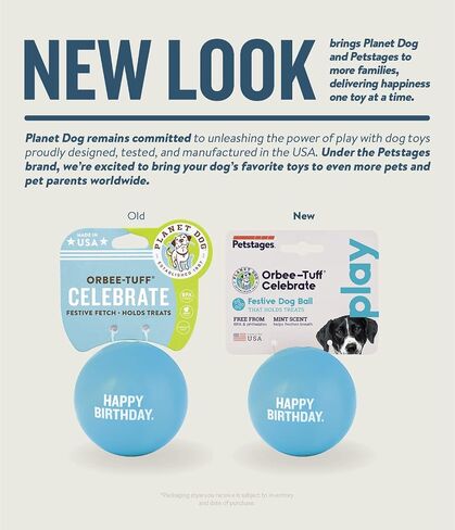 Planet Dog Orbee-Tuff Happy Birthday Ball Blue Treat-Dispensing Dog Toy in Saudi Arabia