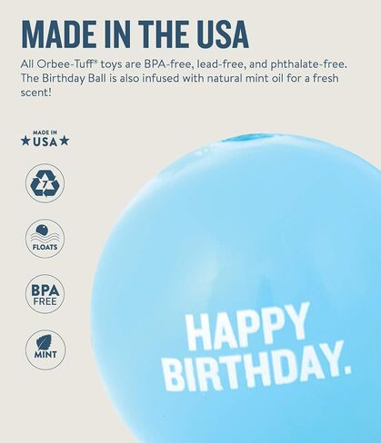 Planet Dog Orbee-Tuff Happy Birthday Ball Blue Treat-Dispensing Dog Toy in Saudi Arabia