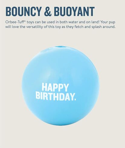 Planet Dog Orbee-Tuff Happy Birthday Ball Blue Treat-Dispensing Dog Toy in Saudi Arabia
