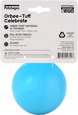 Planet Dog Orbee-Tuff Happy Birthday Ball Blue Treat-Dispensing Dog Toy in Saudi Arabia