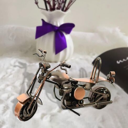Maigendoo دراجة نارية نموذج محرك ديكور الفن خمر المعادن دراجة نارية هدايا لراكبي الدراجات النارية ديكور المنزل الحلي الحلي اليدوية هدية عيد ميلاد للبنين والبنات مصابين الدراجات النارية، النحاس الأحمر in Kuwait