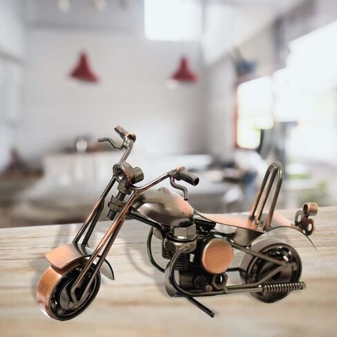 Maigendoo دراجة نارية نموذج محرك ديكور الفن خمر المعادن دراجة نارية هدايا لراكبي الدراجات النارية ديكور المنزل الحلي الحلي اليدوية هدية عيد ميلاد للبنين والبنات مصابين الدراجات النارية، النحاس الأحمر in Kuwait