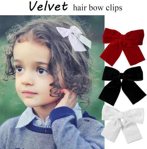 Velvet Red Hair Bows - 2Pcs Hair Clips with Bows, 4" Big Tail Hair Bows Hair Accessories for Women Girls Toddlers Kids Baby (red) in Saudi Arabia
