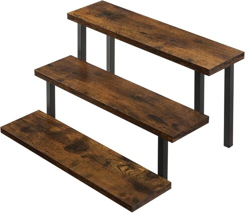 حامل عرض خشبي من YINMIT، حامل صينية متدرج خشبي، منظم رف توابل رف توابل من 3 طبقات، رف عرض كونترتوب لمجموعة الدمى والأشكال والعطور والكب كيك والرائحة والشموع in Kuwait