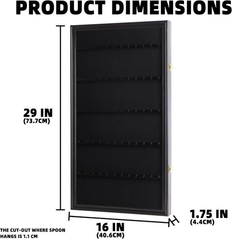 DisplayGifts 60 Souvenir Spoon Tea Spoon Display Case Rack Holder Wall Cabinet Frame, UV Protection, Lockable Door (Black Finish) in Saudi Arabia