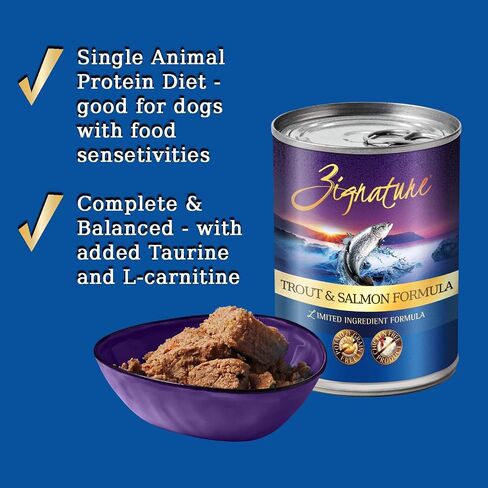 Zignature Trout And Salmon Canned Dog Food 13oz, case of 12 in Saudi Arabia