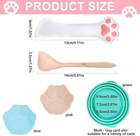 HOMURY Pet Food Can Spoon: 3 Pcs Pet Food Can Covers with 4 Pcs Food Mixing Spoons Silicone Pet Food Can Spoons Food Storage Pet Cat Supplies, Universal Pet Food Can Supplies Set for Dogs Cats in Kuwait